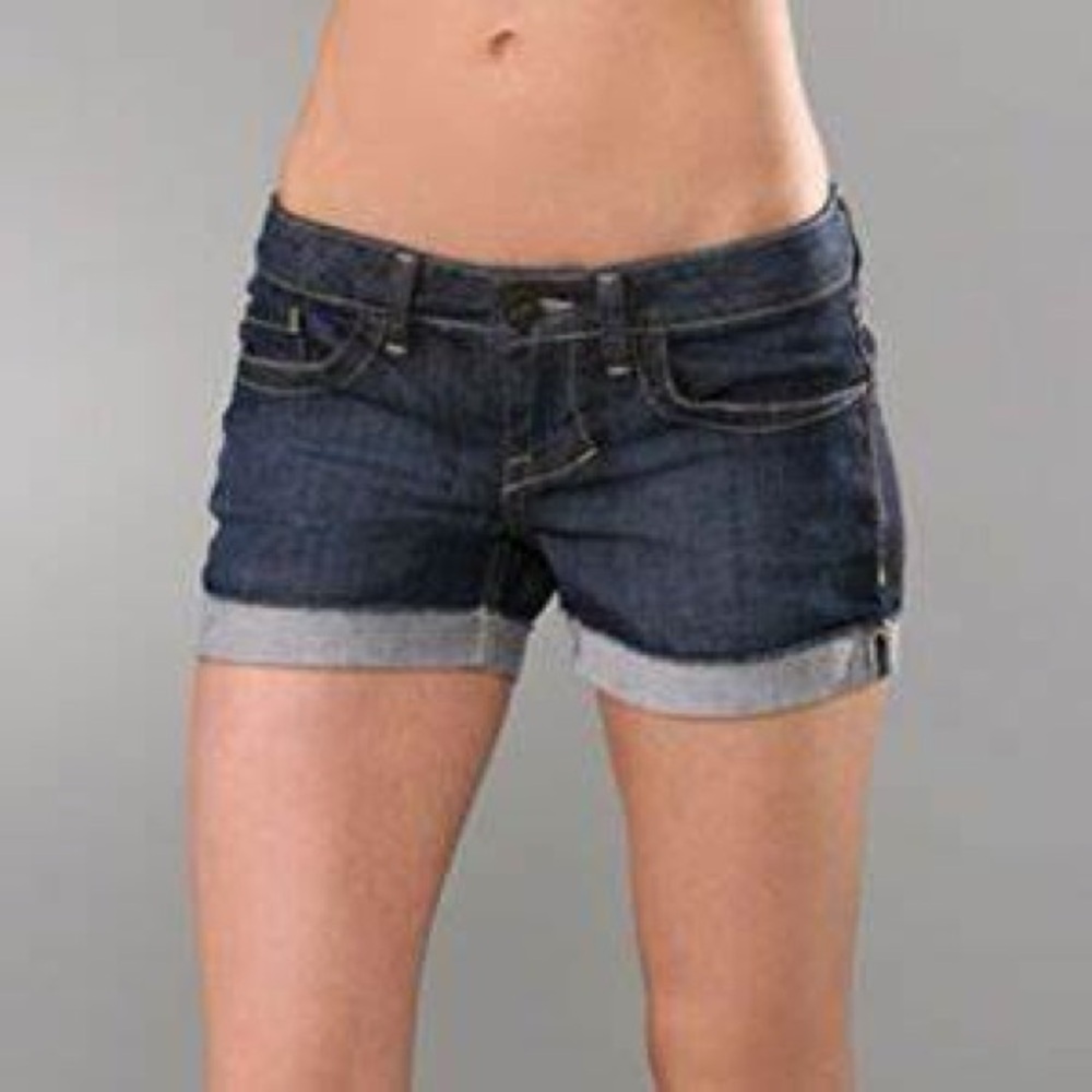 William Rast Scarlet Cuffed Short Denim Shorts in dark blue 24